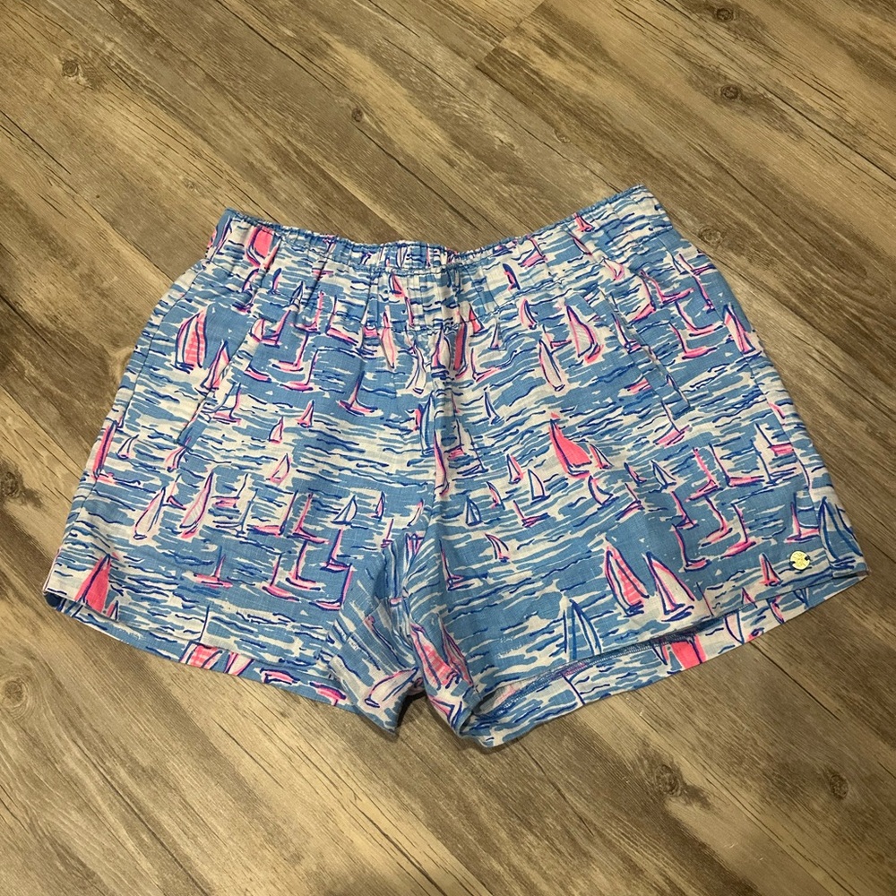 Lilly Pulitzer Blue and Pink Sailboat Print Shorts